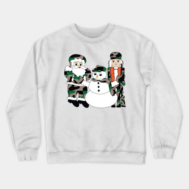 Camo Christmas, Santa Claus, snowman, nutcracker Crewneck Sweatshirt by sandyo2ly